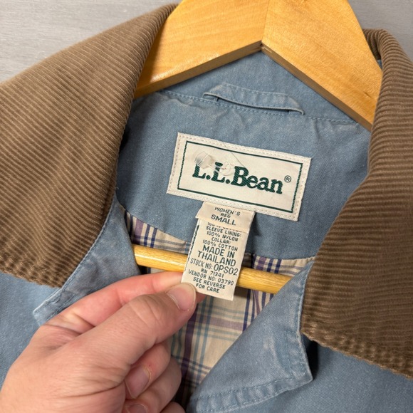Vintage L.L.Bean Lightweight Field Coat Blue Jacket Plaid Lined Women's Small - Picture 3 of 9